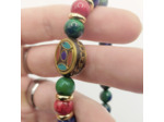 Bracelet chrysocolle/jade rouge, perle tibétaine