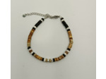 Bracelet homme Jaspe paysage/onyx/turquoise blanc