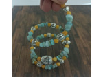 Bracelet mémoire de forme 3 rangs bleu/jaune/argenté