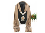 Foulard coton beige pendentif beige