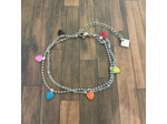 Bracelets en acier inox  double cœurs multicolores