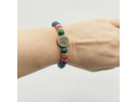 Bracelet chrysocolle/jade rouge, perle tibétaine