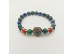 Bracelet chrysocolle/jade rouge, perle tibétaine