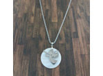Collier nacre et ange en acier inoxydable