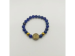 Bracelet lapis lazuli/hématite, perle tibétaine