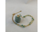 Collier bouteille de parfum aventurine/doré