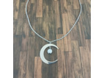 Pendentif lune en acier inoxydable et pierre de lune