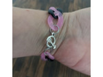 Bracelet gros maillons rose/noir argenté 22mm