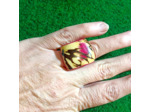 Bague rose marbrée en ivoire végétal