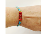 Bracelet hématite/corail rouge/turquoise 3