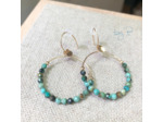 Boucles d'oreilles façon créoles en gold filled, pierres gemmes jaspe africain