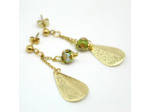 Boucles d'oreilles feuille et perle Murano – Salvia