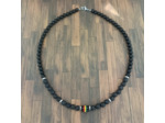 Collier homme pierre de lave/agate noire