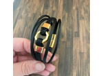 Bracelet cuir homme 5 lanières doré