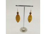 Boucles d'oreilles en perles de nacre orange/marron/blanc