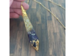 Pendentif orgonite pendule améthyste/citrine/feuilles d'or