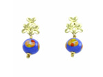 Boucles d'oreilles fleurs dorées Murano bleue Sillage