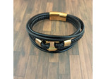 Bracelet cuir homme 5 lanières doré