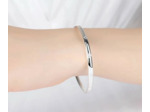 Bracelet en argent lisse trèfle à quatre feuilles réglable