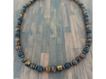 Collier homme œil de tigre/pierres de lave/hématite