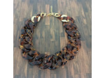 Collier gros maillons tons maron/doré