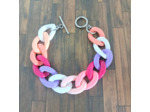 Bracelet gros maillons tons rose argenté 22mm