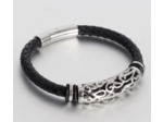 Bracelets en cuir véritable noir 14