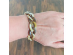 Bracelet gros maillons marron/beige argenté 22mm