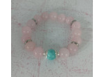 Bracelet quartz rose/turquoise 12mm