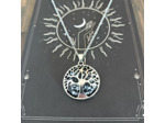 Chaîne/pendentif/arbre de vie obsidienne mouchetée