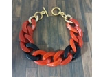 Bracelet gros maillons rouge/noir doré 22mm