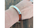 Bracelet tube tons marron beige blanc argenté 32mm
