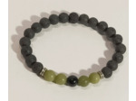 Pierre de lave, agate verte, obsidienne