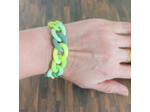 Bracelet gros maillons tons vert argenté 22mm