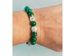Bracelet ajustable jade vert / cristal de roche craquelé