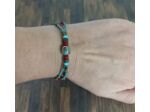 Bracelet 3 brins turquoise/rouge/bronze