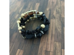 Bracelet multi-rangs noir/marron/doré