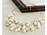Parure multicouches perles blanches + B.O.