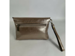 Farfouillette Pochette Organisée En Similicuir Brillant Taupe