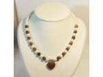 Collier en Jaspe rouge/Agathe blanche cœur