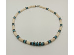Collier homme turquoise blanc/turquoise/hématite/os de yac