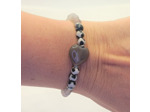 Bracelet agate gris/agate sacrée du Tibet cœur