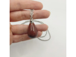 Collier bouteille de parfum jaspe rouge/argenté