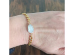 Bracelet acier inox doré et feuille nacre/doré 1