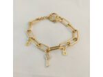 Bracelet grosse chaîne doré clé/cadenas