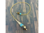 Pendentif orgonite turquoise/œil de tigre/feuilles d'or