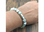 Bracelet œil porte-bonheur Amazonite/Agate blanche