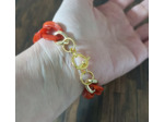 Bracelet gros maillons rouge/noir doré 22mm