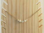 Collier œil de chat/cristal de roche/agate blanche/doré