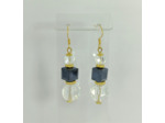B.O. en perles de verre cristal/bleu foncé/doré
